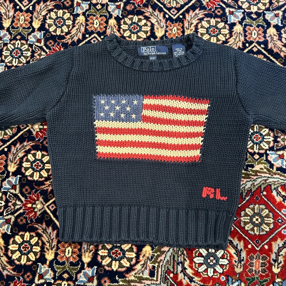 Boys 2/2T Polo Ralph Lauren Navy Flag Sweater RL